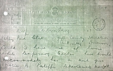 A thumbnail of a telegram sent in October 1925